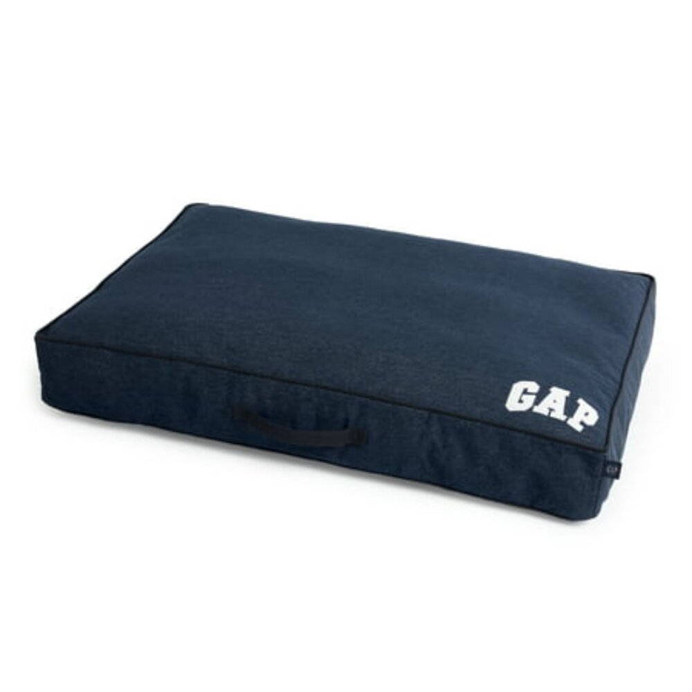 Gap Large Denim Logo Flat Dog Bed Organic Cotton Cover,  Dark Blue